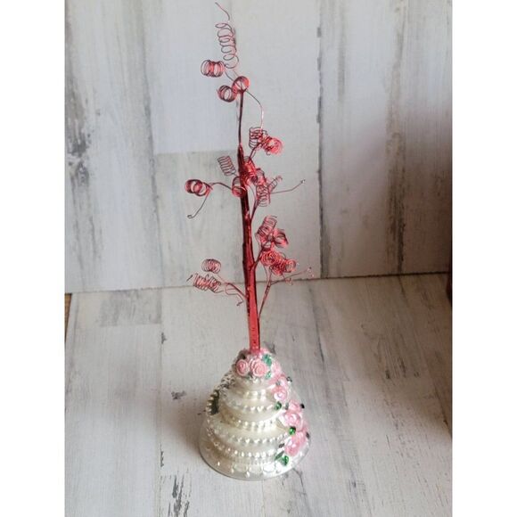 Unique blown glass wedding cake ornament tree Xmas glitter - Picture 1 of 16